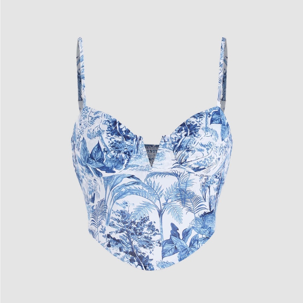Landscape painting shirred cami top